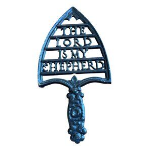 Vintage Cast Metal Iron Trivet "The Lord Is My Shepherd"